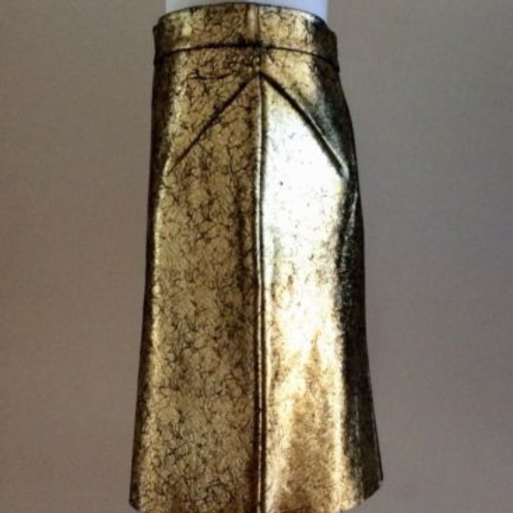 💕HP💕Gold/Black Leather “Crackled “ Look Pencil Skirt NWT (RAOUL) also fits reg - Picture 9 of 11